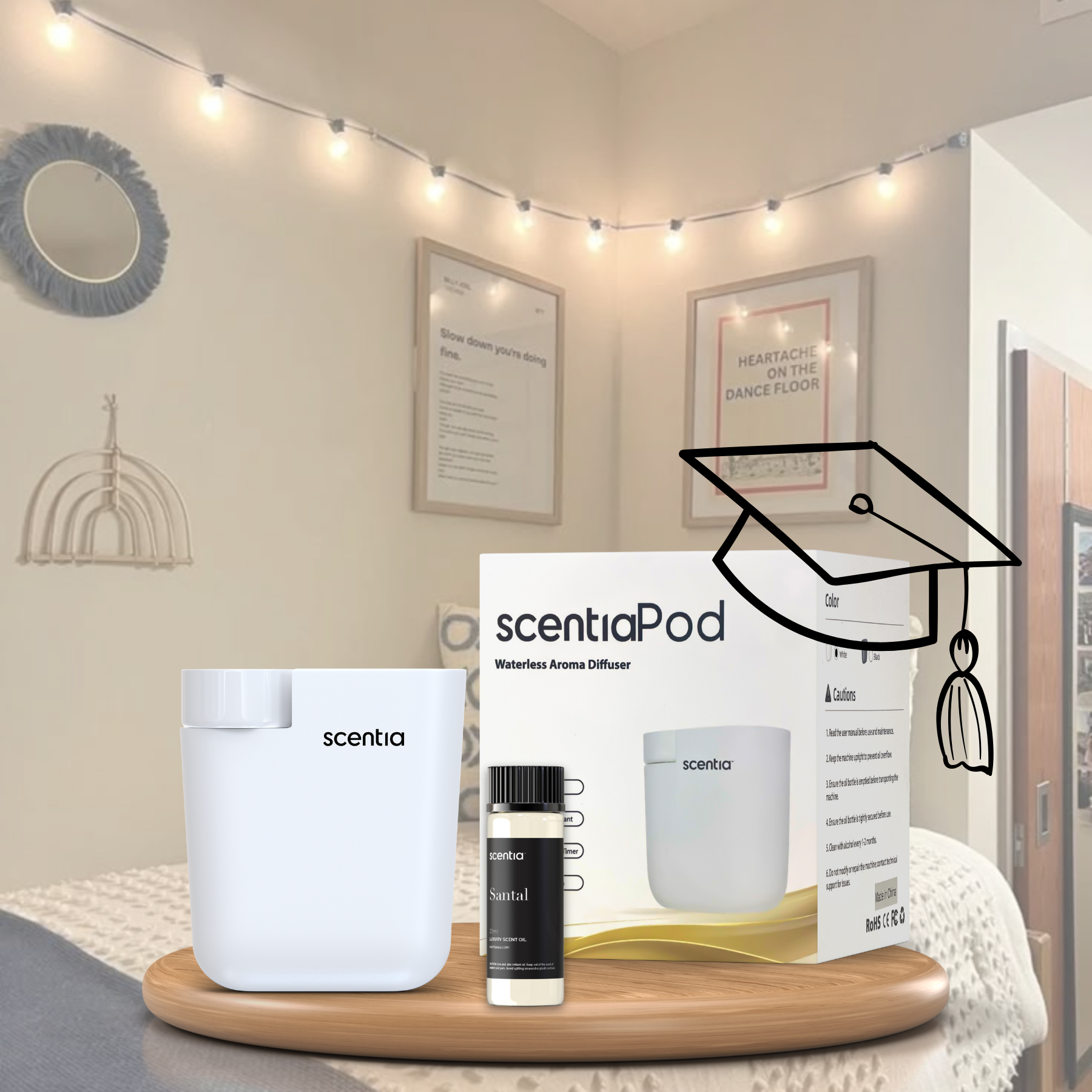 graduation gift special white minipod diffuser santal oil