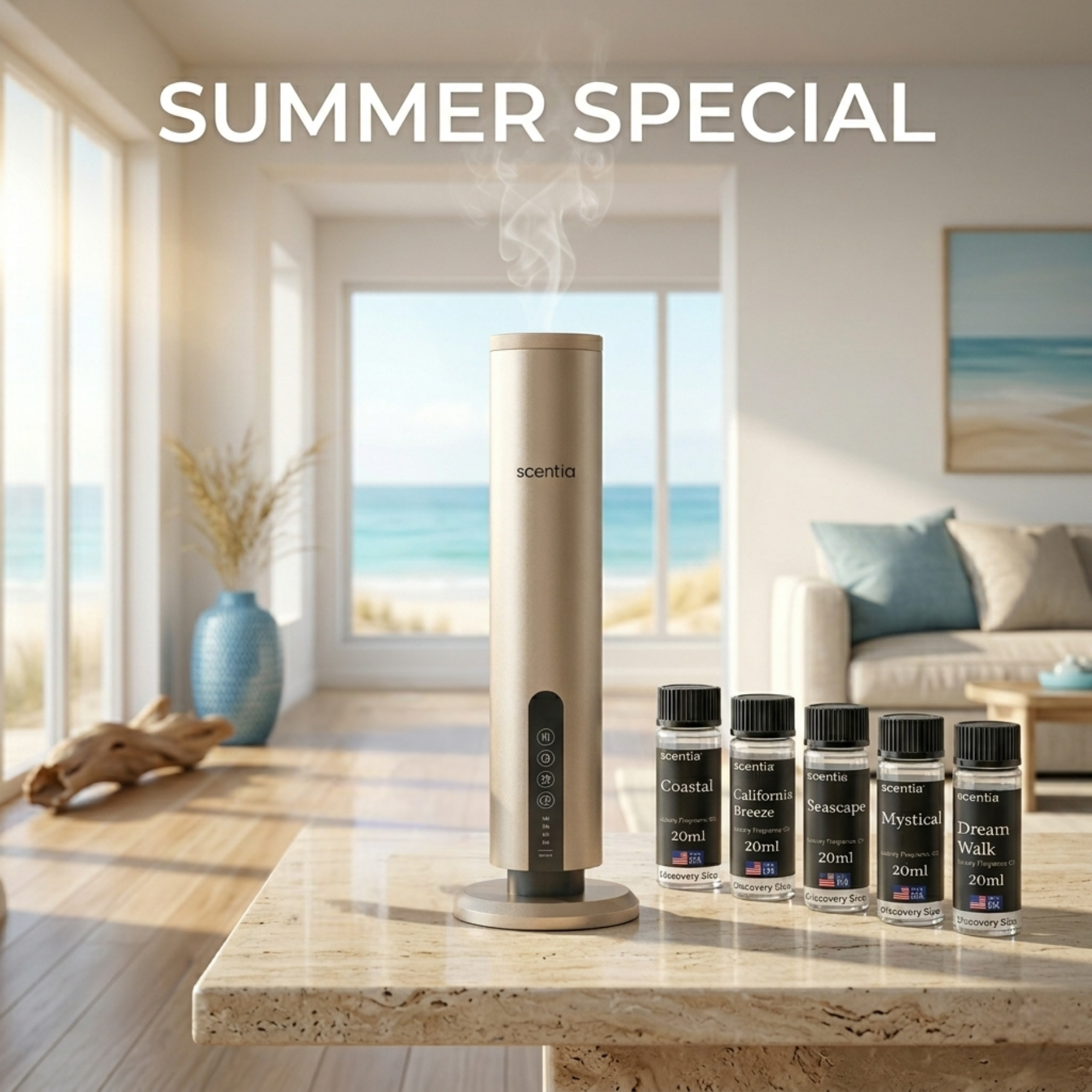 Scentia Max Diffuser & Summer Special Oil Sampler Set (5X20ml)