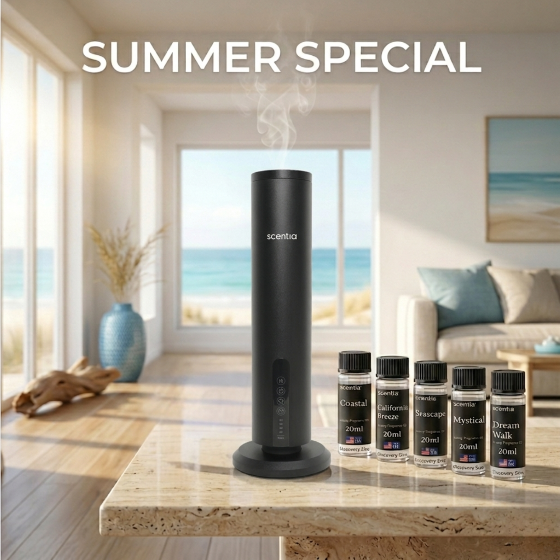 Scentia Max Diffuser & Summer Special Oil Sampler Set (5X20ml)