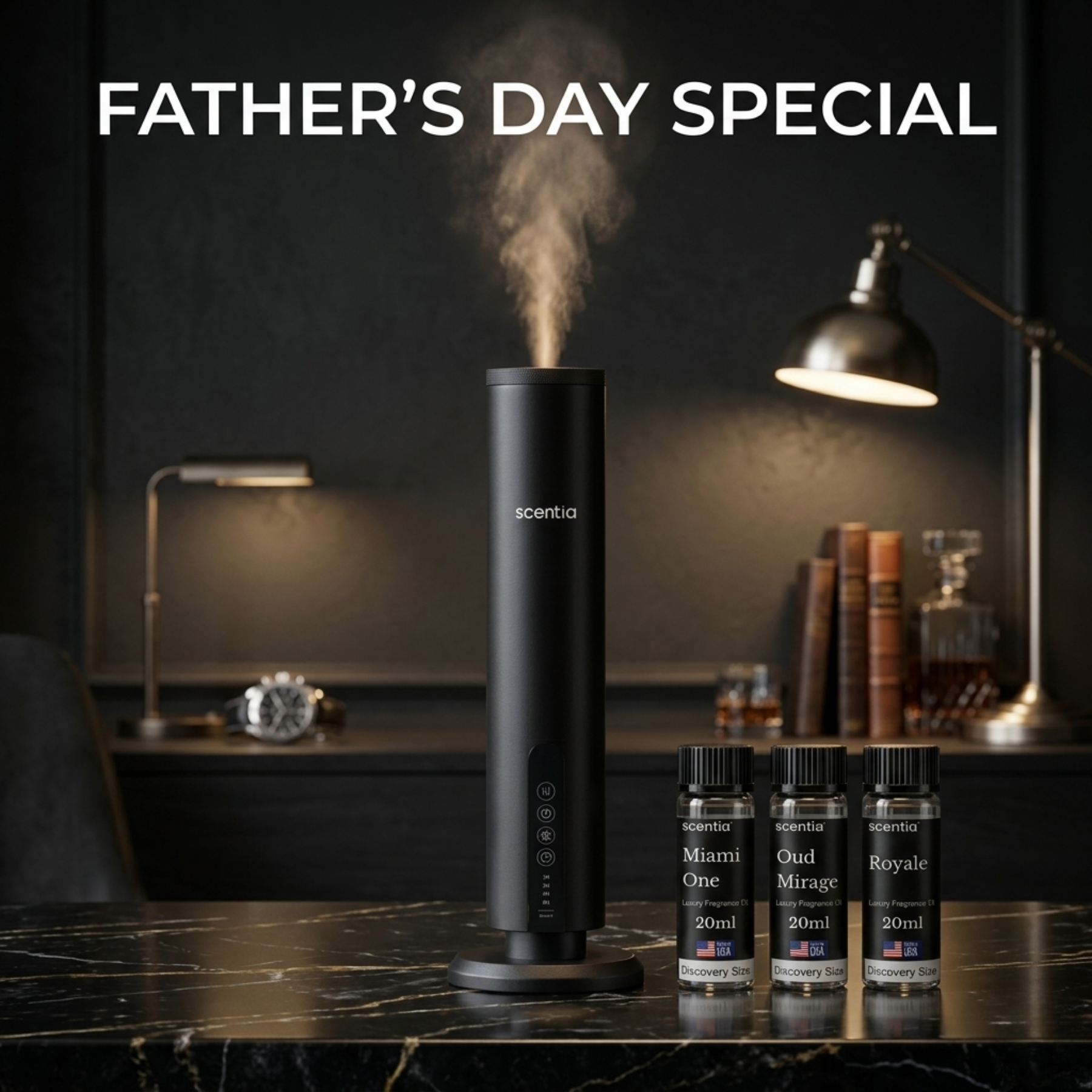 Father’s Day Gift for Men – Scentia Max Diffuser with Fragrance Oil Set (3×20ml)