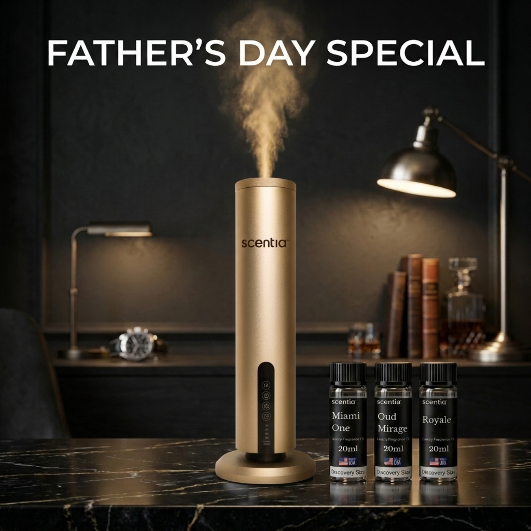 Father’s Day Gift for Men – Scentia Max Diffuser with Fragrance Oil Set (3×20ml)