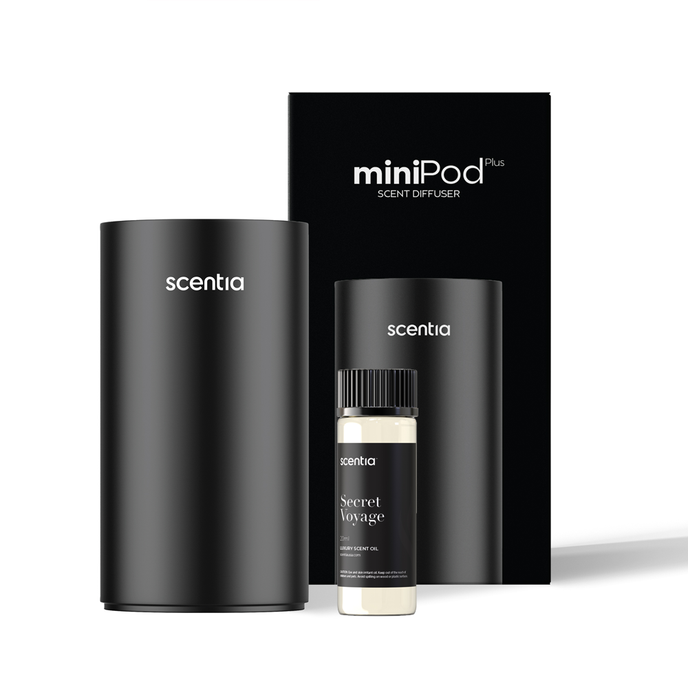 scentia black minipod scent diffuser with secret voyage fragrance