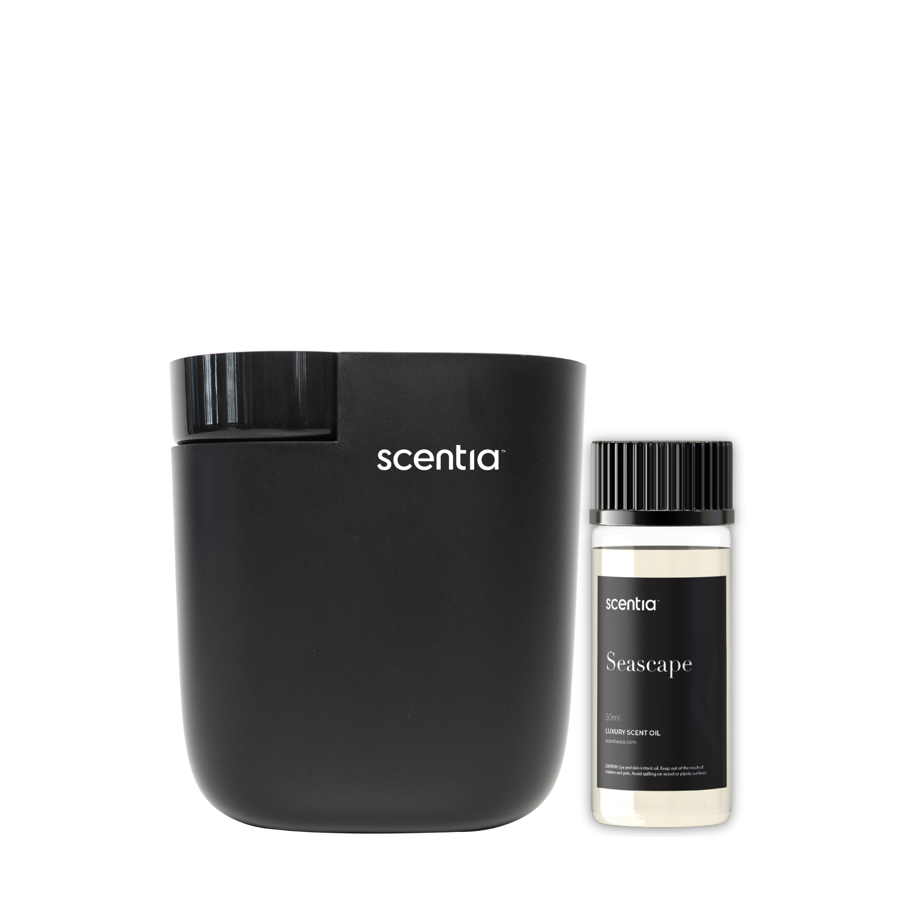scentia pod black diffuser with seascape oil