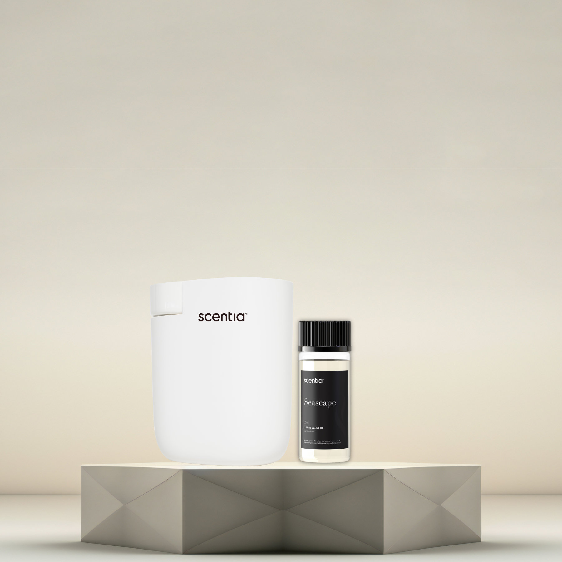 scentia pod white diffuser with seascape oil