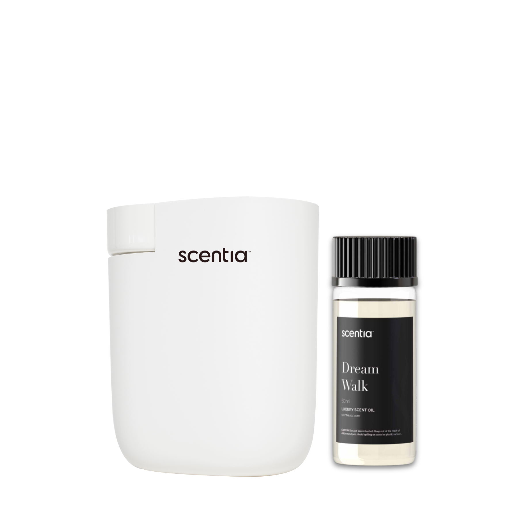 scentia pod white diffuser with dream walk oil
