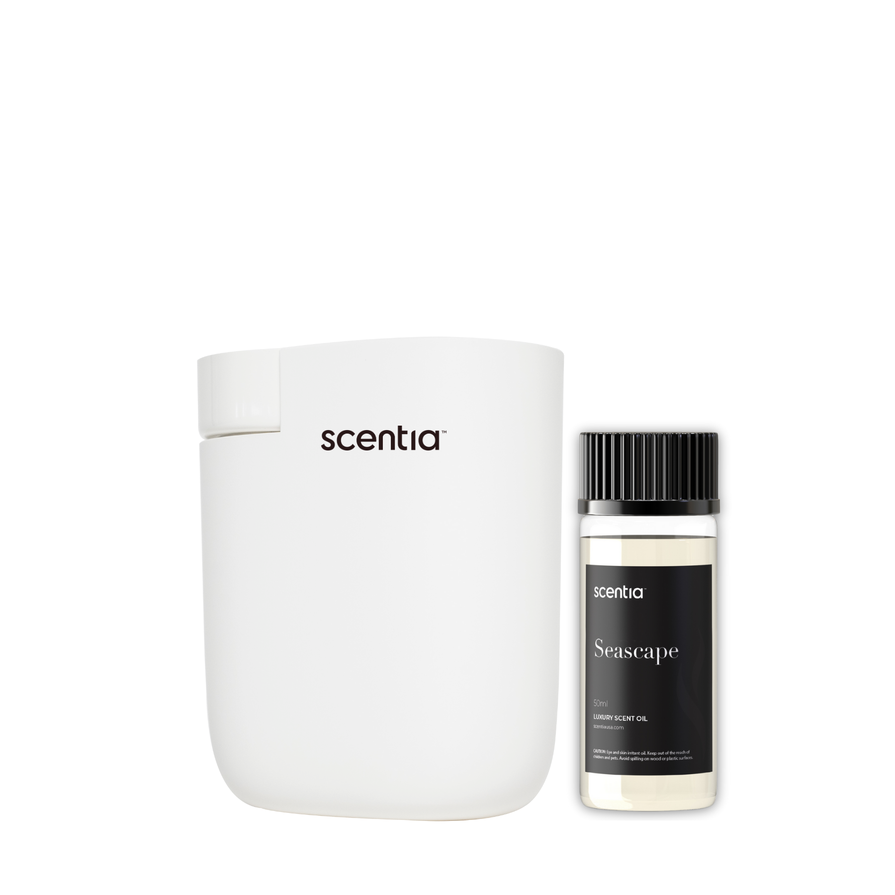 scentia pod white diffuser with seascape oil