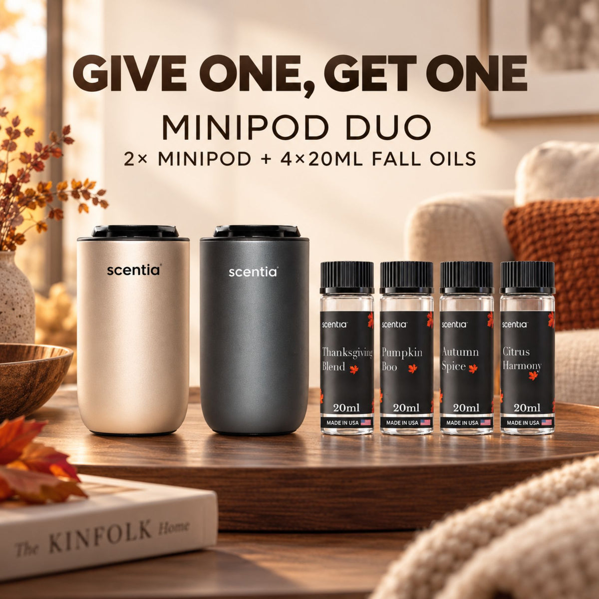 Give One, Get One: MiniPod Duo (2× MiniPod + 4 Fall Oils)