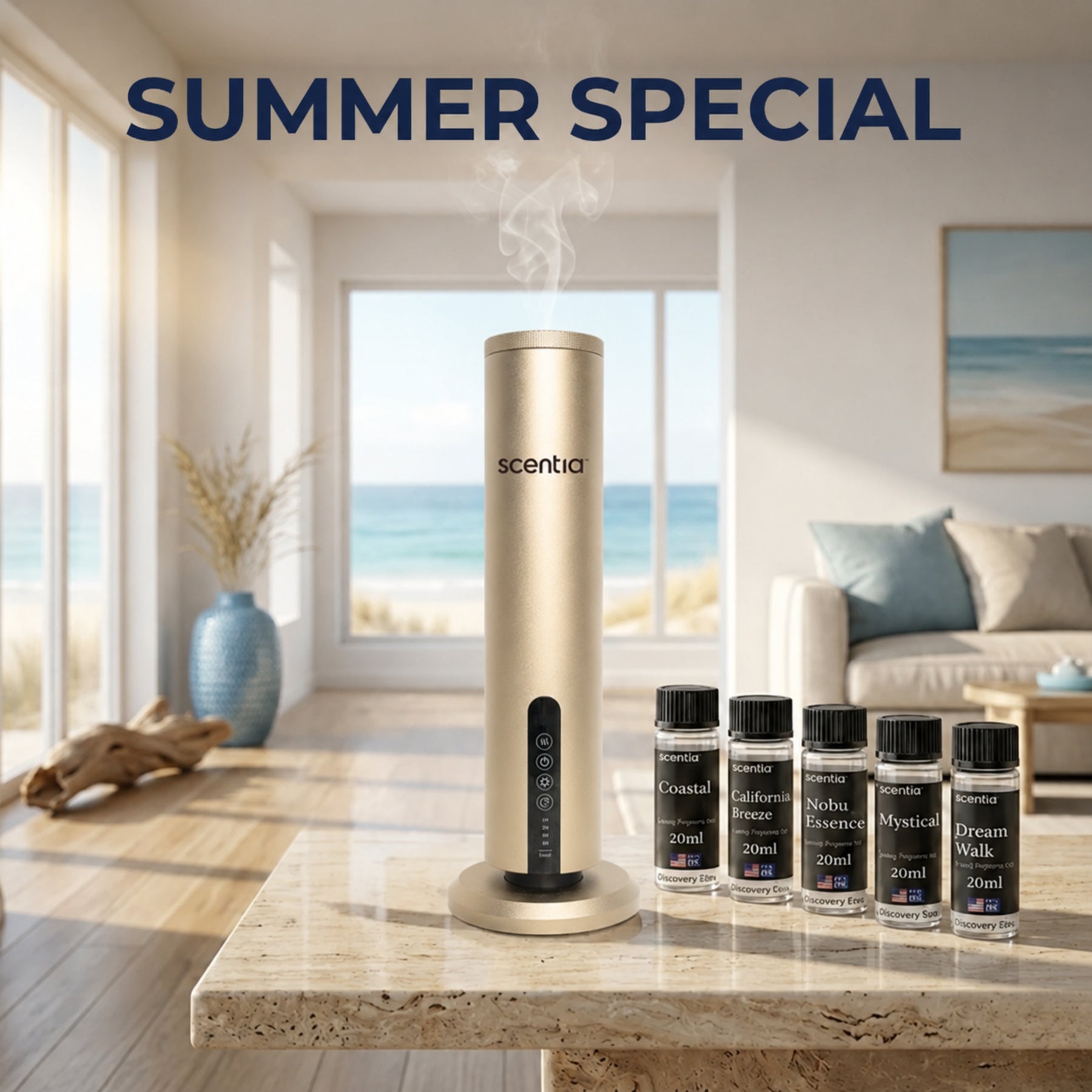 Scentia Max Diffuser & Summer Special Oil Sampler Set (5X20ml)